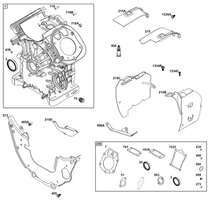 Cylinder Group Diagram and Parts List for 613377-0102-J1  Briggs and Stratton Engine